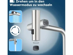 NETTLIFE Grifo De Cocina|Grifo de cocina extraíble - Grifo mezclador para fregadero de 360° con ducha de acero inoxidable, 2 modos de pulverización