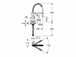 GROHE Grifo de cocina Get con ducha extraíble profesional Gris claro Online