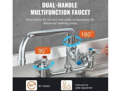 Grifo de Cocina SucceBuy para Fregadero de Cocina de Montaje en Pared - Con Rociador de Prelavado, 91 cm^ Clearance