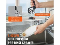 Grifo de Cocina SucceBuy para Fregadero de Montaje en Pared - Con Rociador de Prelavado, 53.3 cm Plateado Best