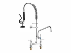 Grifo de Cocina, SucceBuy Grifo de Fregadero de Cocina Comercial con Rociador de Prelavado, 66 cm de Altura Plateado