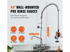 Grifo de Cocina SucceBuy para Fregadero de Montaje en Pared - Con Rociador de Prelavado, 111.8 cm^