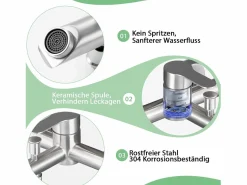 Grifo mezclador de baño con ducha de mano, grifo de pared de acero inoxidable, monomando, instalación vista para baño^NETTLIFE Hot