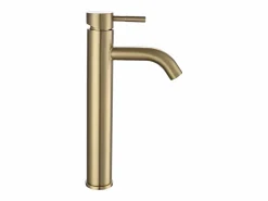 Grifo mezclador mecánico redondo de acero inoxidable cepillado - - Alt. 30,6 cm - SALAVAN^Shower & Design Best