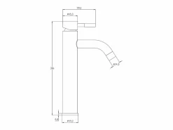 Shower & Design Grifo|Grifo mezclador mecánico redondo de acero inoxidable cepillado, mate, Alt. 29,6, SALAVAN