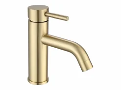 Grifo mezclador mecánico redondo de acero inoxidable cepillado - - Alt. 17,3 cm - SALAVAN^Shower & Design New