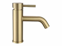 Grifo mezclador mecánico redondo de acero inoxidable cepillado - - Alt. 17,3 cm - SALAVAN^Shower & Design New