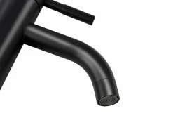 Grifo mezclador redondo de acero inoxidable cepillado, mate, An. 5,1 x Alt. 17 x Pr 16,3 cm, SALAVAN^Shower & Design New
