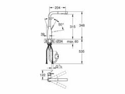 GROHE Grifo De Cocina|Essence mezclador de cocina tamaño XL Caño alto cromado extraíble
