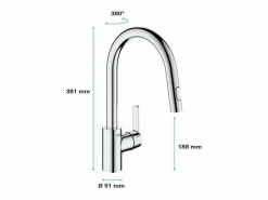 GROHE Grifo De Cocina|Get grifo de cocina con caño alto aireador cromado