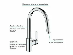 GROHE Grifo De Cocina|Get grifo de cocina con caño alto aireador cromado