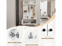 ModernLuxe Guardarropa - 4 ganchos y 4 compartimentos - Blanco Clearance