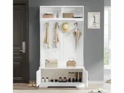 ModernLuxe Guardarropa - 4 ganchos y 4 compartimentos - Blanco Clearance