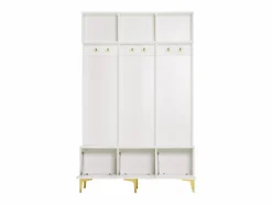 Merax Guardarropa con banco, 3 puertas y perchero - 120 x 23,5 x 191,5 - Tablero de partículas - Color Blanco Clearance