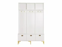 Merax Guardarropa con banco, 3 puertas y perchero - 120 x 23,5 x 191,5 - Tablero de partículas - Color Blanco Clearance