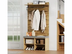 ModernLuxe Armario De Entrada|Guardarropa con perchero y zapatero - estantes regulables - Natural