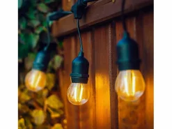 Guirnalda Exterior con Bombillas LED E27 Filamento 5.5m IP65 Negro 2700K Cálido^Ledkia Online