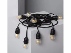Guirnalda Exterior con Bombillas LED E27 Filamento 5.5m IP65 Negro 2700K Cálido^Ledkia Online