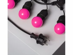 Ledkia Guirnalda Luminosa|Guirnalda Exterior con Bombillas LED E27 5.5m IP65 Negro Rosa