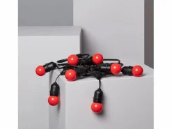 Ledkia Guirnalda Luminosa|Guirnalda Exterior con Bombillas LED E27 5.5m IP65 Negro Rojo