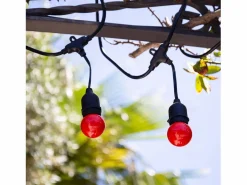 Ledkia Guirnalda Luminosa|Guirnalda Exterior con Bombillas LED E27 5.5m IP65 Negro Rojo