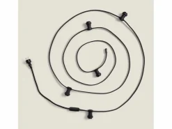 Ledkia Guirnaldas para Exterior IP44 Cable Eléctrico Plano con Portalámparas E27 a Medida 5 m Negro Best