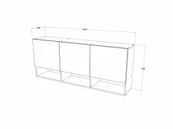 haaus Armario colgante Malmo, 3 puertas, Roble/arcilla artesanal, 144 x 27 x 60 cm Crema Hot