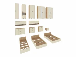 haaus Armario colgante Malmo, 3 puertas, Roble/arcilla artesanal, 144 x 27 x 60 cm Crema Hot