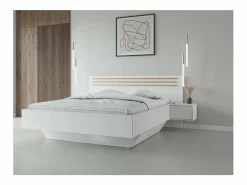 Meublorama Dormitorio Completo|Habitación completa FLORENCIA – Cama 160x200 + somier + cajones + armario + cómoda – y roble