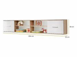 Habitación completa para niños, adolescentes - DENVER - Armario, Cama, biblioteca y estantería^Meublorama Outlet