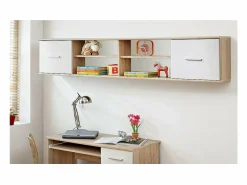 Meublorama Habitación completa para niños y adolescentes, colección DENVER. Armario, cama, biblioteca, mesita de noche y estantería. Marru00f3n Best