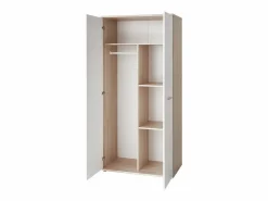 Meublorama Habitación completa para niños y adolescentes, colección DENVER. Armario, cama, biblioteca, mesita de noche y estantería. Marru00f3n Best