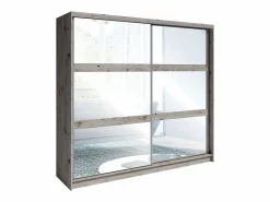 Meublorama Dormitorio Completo|Habitación completa VELTIS – Cama 160x200 LED con somier + armario + cómoda + mesitas de noche – Roble Wellington