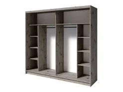 Meublorama Dormitorio Completo|Habitación completa VELTIS – Cama 160x200 LED con somier + armario + cómoda + mesitas de noche – Roble Wellington
