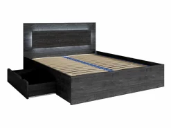 Meublorama Dormitorio Completo|Habitación completa VELTIS – Cama 160x200 LED con somier + armario + cómoda + mesitas de noche – Fresno