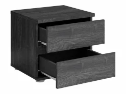 Meublorama Habitación completa VELTIS – Cama 180x200 LED con somier + armario + cómoda + mesitas de noche – Fresno Negro Discount