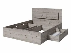 Habitación completa VELTIS – Cama 180x200 LED con somier + armario + cómoda + mesitas de noche – Fresno negro^Meublorama Sale