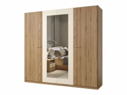 Meublorama Dormitorio Completo|Habitación completa VERTIGO - Cama 180x200 con somier, 2 mesitas de noche, armario de 4 puertas + marco de diseño
