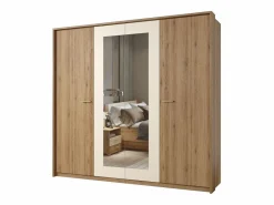 Habitación completa VERTIGO - Cama con canapé 180x200, 2 mesitas de noche, armario de 4 puertas + marco de diseño^Meublorama Outlet