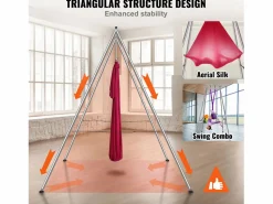Hamaca de Yoga SucceBuy, Armazón de Yoga Aéreo y Hamaca de Yoga, Carga de 250 kg, Hamaca en Seda Aérea, Rojo Hot