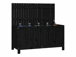 Garden Furniture Baúl De Jardín|Hara Caja de almacenaje jardín madera de pino negro 121x55x64 cm