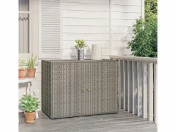 Garden Furniture Herber Armario de almacenaje de jardín ratán PE 100x55,5x80 cm Gris Sale