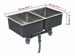 Hicksville Fregadero de cocina hecho a mano acero inoxidable^Garden Furniture Hot