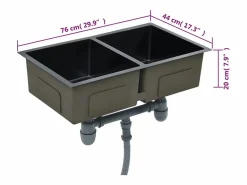 Hicksville Fregadero de cocina hecho a mano acero inoxidable^Garden Furniture Hot