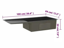 Garden Furniture Hicksville Fregadero hecho a mano acero inoxidable Negro Outlet