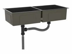 Garden Furniture Hicksville Fregadero hecho a mano acero inoxidable Negro Clearance