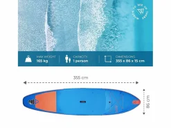 WATTSUP Hinchable Sup ESPADON 11'8 - 355x86x15cm Dropstitch - Pack Paddle Leash Pump Carry Bag Azul Sale