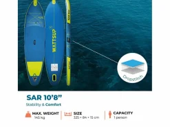 Hinchable Sup SAR 10'8 - 325x84x15cm Dropstitch - Pack Paddle Leash Pump Carry Bag^WATTSUP Sale