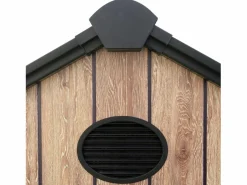 Hoggar Caseta De Jardín|– Caseta de Resina Jardín 6,41m2 Oak O60 - Suelo – Ventana – Efecto Madera Premium - Doble Puerta Amplia – Protección UV e Impermeable – Cierre con Pasador