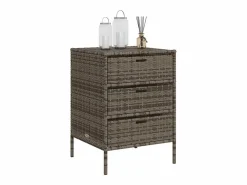 Garden Furniture Holiday Armario de almacenaje de jardín ratán PE 55x59x80 cm Gris Clearance